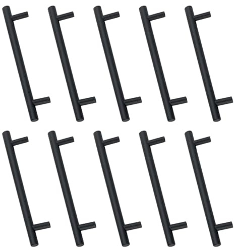 Drenky 10 Stück Schrankgriffe Schwarz Rostfreier Stahl Türknäufe, Möbelgriffe mit Schraube für Küchenschränke Mit Schrauben Für Schublade,Schrank,Möbel Und Küche, Lochabstand 192 mm