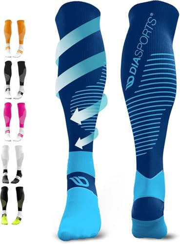 RUNSTARS Kompressionssocken für Sport, Laufen, Marathon und Triathlon I Premium Laufsocken mit gleichmäßiger Kompression und verstärkter Ferse I Kompressionsstrümpfe Herren & Damen