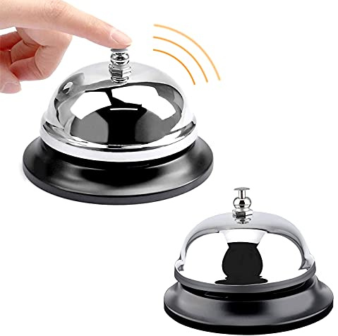 2 Piezas Timbre de Recepción de Hotel,Campanas de Llamada de Servicio,Timbre de Servicio de Mesa,Campanas de Entrenamiento para Mascota,para Hotel, Restaurante, Cocina, Escuela, Recepción (Plata)