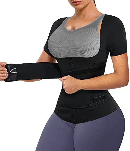 KUMAYES Vêtements de sudation pour femme Gilet de Sudation amincissant Débardeur Minceur T Shirt Néoprène sauna Sport (Noir, XL)