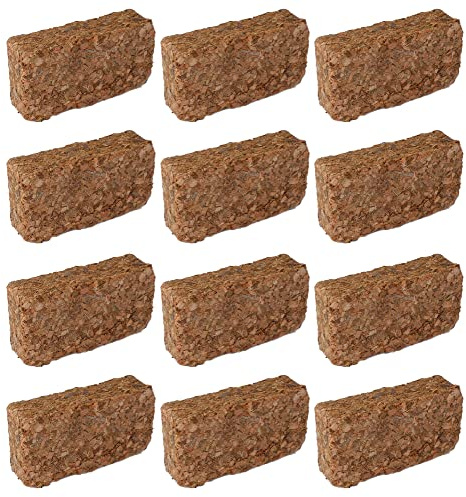 12x Novatool Kokosziegel Humusziegel Kokoserde | 60 Liter | Blumenerde grob Zimmerpflanzen | 650g 20x5,5x10cm Gartenerde Kokosziege Quelltabletten Kokos Steu und Substrate Kokosblumenerde Pflanzen