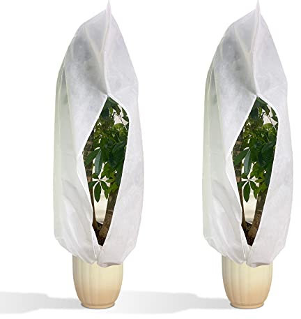 2 PACK Plant Frost Cover Bags, Large Size 180 cm x 120 cm Winter Plant Fleece Frost Protection Covers, Garden Plant Warming Frost Cloth Blanket Protecting Fruit Tree Potted Plants (120*180cm)
