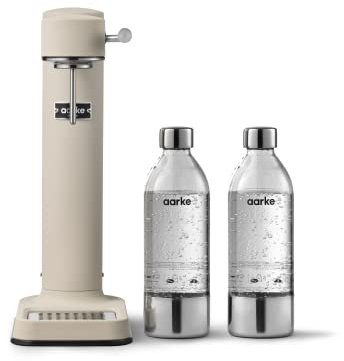 Aarke Carbonator 3, Máquina Gasificadora de Agua en Acero Inoxidable, incluye Dos Botellas (800ml), Acabado en Sand