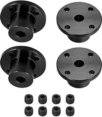 DMiotech 4 Pack 5mm Innen Durchm. H15xD15 Flansch Kupplung Anschluss Starre Leitfaden Welle Unterstützung Kuppler Welle Kupplung mit Schrauben für Basteln RC Modell Motoren Schwarz