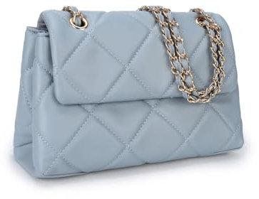 Gladdon Handy Umhängetasche Damen Gesteppte Handtasche Crossbody Taschen Vegan Leder Schultertasche mit Kartenschlitz Verstellbar Abnehmbar Schultergurt,Blau