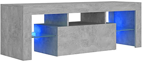 Gecheer TV Unit Cabinet TV Stand TV Unit TV Storage Cabinet with LED Lights Living Room, Entertainment Center Furniture Concrete Grey 120x35x40 cm