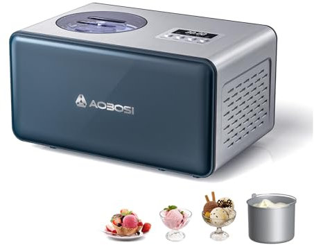 AAOBOSI 1.6L Gelatiera con 4 Modalità,3in1,Nessun Pre-congelamento con Compressore Incorporato,Yogurt Gelato,Gelatiera per la Casa,Display Digitale,Timer,Acciaio Inox