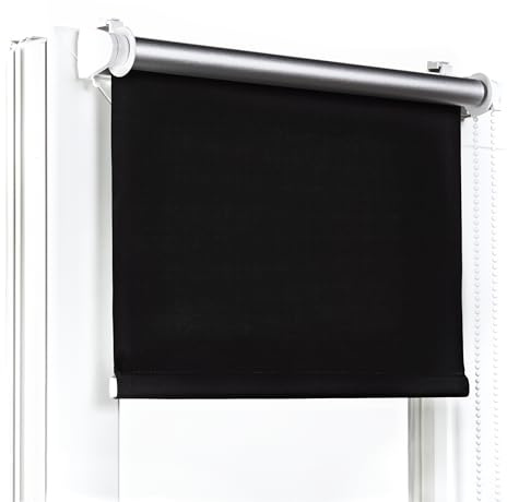 Fenster DEKOR - Rollos Für Fenster Ohne Bohren Schwarz - Verdunkelungsrollo B50 x H120 cm - Klemmrollo Verdunkelung - Fensterrollo Für Balkontüren - Verdunklungsrollo Leicht Zu Installieren
