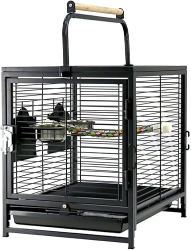 DLAZUM Professioneller Vogelkäfig für Heimtiere, Vogelträger, Gartendekoration, Vogelkäfige, Käfige aus Metall für Ausflüge zu Hause, Schwarz, Vogelkäfig, Voliere für Papageien/Sittiche/Nymphensitt