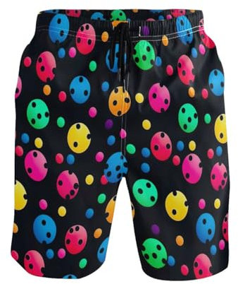 Herren-Badehose, stilvolle Strand-Shorts, tropische Badehose mit Taschen, Bunte Punkte, 2, XX-Large