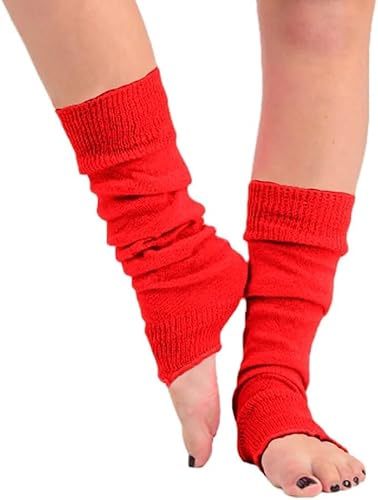 COSHAL® Jambières pour femmes années 80 TEEN FANCY DRESS DANCE WARE Jambières fantaisie élégantes pour femmes - Jambières pour femmes et filles, accessoire pour déguisement de carnaval, Rouge, taille