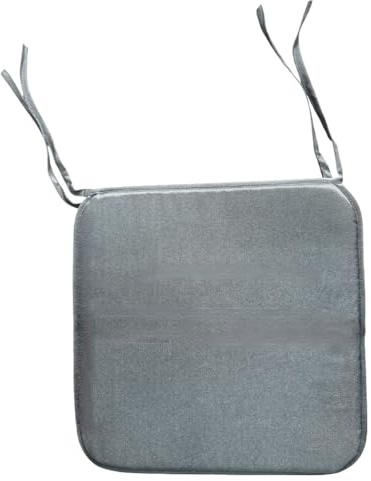 Set of 4 Waterproof Seat Pads Super Soft Removable Seat Pads For Dining Chair Garden Kitchen Office Chairs Cushion With Tie On Indoor/Outdoor Comfortable Washable Square Seat Chair Pads (Grey)
