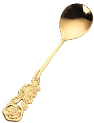 Alipis 3pcs Golden Cutlery Stainless Steel Mini Spoon Dessert Spoon Cake Mirror Finish Home Kitchen Tableware