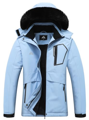 MOERDENG Women's Waterproof Snow Ski Jacket Warm Winter Coat Insulated Snowboarding Jacket Softshell Hiking Jacket