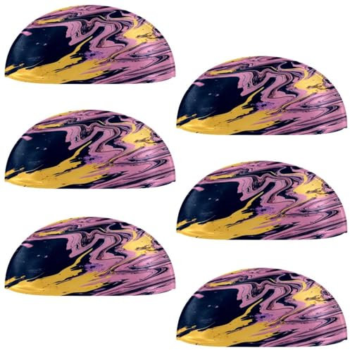 VAPOKF 6 Pcs Shell Cup Handles, Semi Circle Drawer Knobs Pulls Handles Used for Bedroom Dresser Cabinet Cupboard Kitchen Door, Pink Black and Yellow Paint