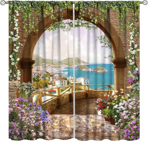 Pencil Pleat Blackout Curtains Plants And Flowers 140X160 Cm (W + H) Indoor Blackout Curtain, 3D Thermo-Insulating Window Curtains Polyester Material Bedroom Drapes Blackout Curtains -881477660