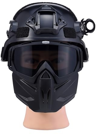 Airsoft Tactical Helmet, Full Face Mask for Men, Paintball Helmet, Military-Style with NVG Mount and Side Rails, Adjustable Strap - Complete Tactical Gear for Cosplay and Movie Props (KTMGREY)