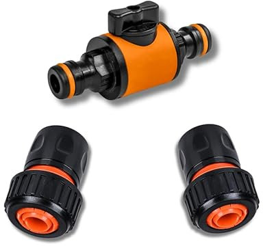 ABAZO Gartenschlauch-Anschlussnippel, Nippel mit Absperrventil, Regulierventil, Gartensprinkler, Nippel, Gartenschlauch-Schnellverbinder (1/2 Schlauchverbinder)