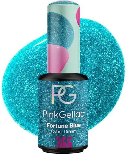 Pink Gellac Gel Nagellack UV - 366 Fortune Blue 8 ml - Gelnagellack für UV Lampe - Blau - Einfache Anwendung Nail Polish für 14 Tage Salonqualität - Veganer Gellack Made in Holland