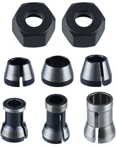 Hohitenz 6 piezas pinzas de sujeción para fresadora – Compatible con fresadoras Makita, accesorios 6 mm 6,35 mm 8 mm con 2 tuercas – Pinzas de precisión para grabado y carpintería