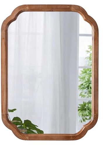 Sintosin Vintage Spiegel Holzrahmen 40 x 60 cm, Rustikaler Dekorative Wandspiegel, Spiegel Rechteckig für Wohnzimmer, Schlafzimmer, Badezimmer, Flur, Horizontal oder Vertikal