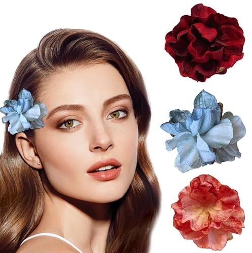 BSITSSS 9 Pezzi Pinze per Capelli, Mollette Capelli Rosa, Hair Clips Fiori Fermagli per Capellis Ragazze e Donna Matrimonio Vacanze Estive Spiaggia