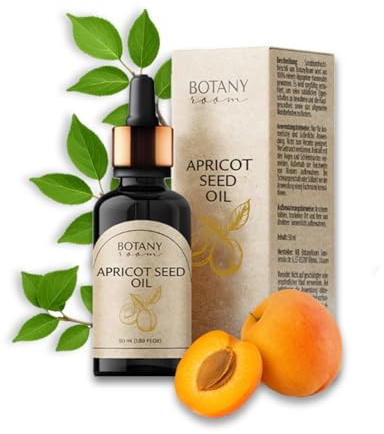 Olio di nocciolo di albicocca, spremuto a freddo, 100% olio naturale da massaggio e cura della pelle, per viso, capelli, corpo, delicato profumo di nocciola, flacone di vetro da 50 ml, una cura del