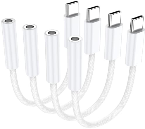 KAYQINHO 4 Pack USB C to 3.5mm Audio Headphone Adapter, Type C Adapter for Headphones Cable Compatible with iPhone 17/16/15, iPad Pro, Galaxy S25 S24 S23 Ultra, Pixel 10/9/8