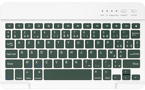 BQSS Clavier Bluetooth AZERTY Français, Léger & Silencieux | Clavier rechargeable USB-C avec fonction Easy-Switch, Compatible avec iPad, iPhone, Windows, Android téléphones et tablettes