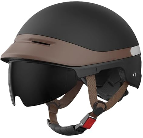 Modischer Rollerhelm Sturzhelm, ECE 22.06 Zertifiziert Offener Motorradhelm Mit Sonnenblende, Jethelm Für Damen Und Herren, Mopedhelm