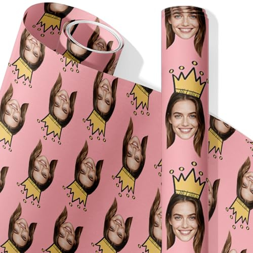 Personalisierte Geschenkpapiere mit Foto und lustigen Gesichtern – Geschenkverpackung für Valentinstag, Weihnachten, Geburtstag und Partys – für Sie und Ihn