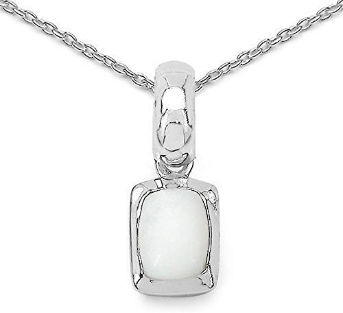 Schmuck-Schmidt-Collier/Halskette mit Opal-Anhänger-925 Silber Rhodiniert 1,10 Karat