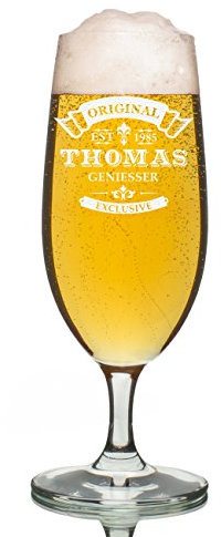 Leonardo Bierglas 0,3l - Pilstulpe Personalisiert mit Gravur - Geschenk-Idee zum Geburtstag - Motiv Original-Exklusive