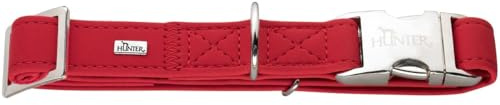 HUNTER Softie ALU-Strong Hundehalsung | Kunstleder in Nubukoptik, Made in Germany, Alu-Strong Steckverschluss, stufenlos verstellbar, Farbe: rot, Größe: L