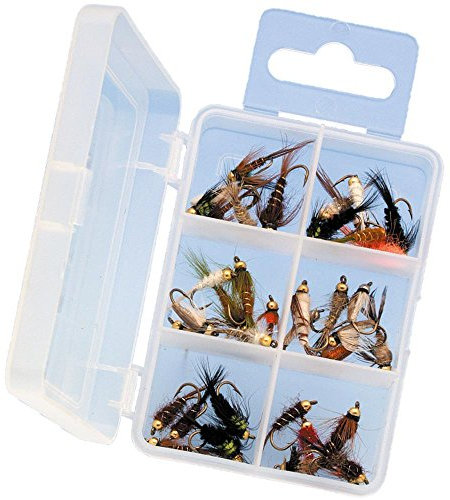 Goldkopfnymphen Sortiment 30 Stück Goldkopf Nymphen gebunden Forellen Köder Angel Fliegen Larven Imitate Kunstköder Forelle Saibling