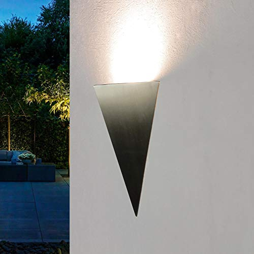 Licht-Erlebnisse Lampada da parete in acciaio inossidabile argento IP44 giardino terrazza A: 22 cm LED 4,5 watt lampada da parete per esterno design antiruggine bianco caldo