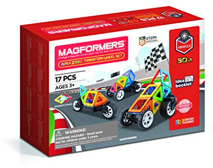 Magformers Amazing Transform Wheel Magnetic Building Blocks Toy. Makes Cars and Bikes. with Special Adjustable Multi-Wheel Piece., 26.2 x 18.2 x 8 cm