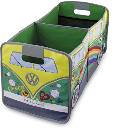 BRISA VW Collection - Bolsa Plegable de Almacenamiento y Juguetes en Forma de T1 Camper Bus para Compras (Peace/Verde)