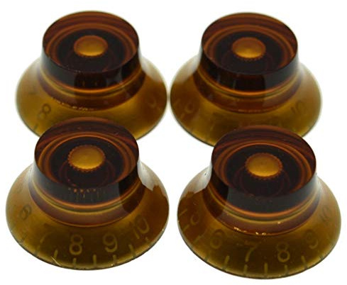 KAISH 4 Stück USA/Imperial Spec LP Gitarrenknöpfe 24 feine Spline Top Hat Gitarrenknöpfe für Gibson Les Pauls oder CTS Pots, bernsteinfarben