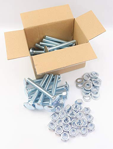 M12 (12mm x 100mm) Cup Square Carriage Bolt & Nut - Bright Zinc Steel 4.8 Grade (Pack of 25) (25)
