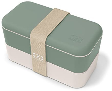 monbento - MB Original Natural Green Bento Box Made in France - Brotdose grün mit 2 Fächer - Lunch box perfekt für Büro/Meal prep/Schule