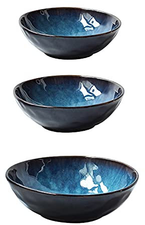 Piatto da dessert in gres porcellanato look vintage ceramica blu stoviglie dessert set piatto insalata/frutta/snack piatto