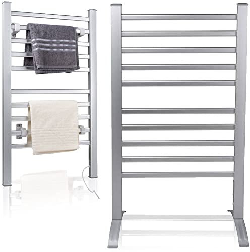 STAKMANN Scaldasalviette Elettrico 2in1 da Terra e Parete Asciugabiancheria Scalda Asciugamani Elementi Riscaldanti Scaldasciugamani Scalda Salviette Sicuro per Bagno Robusto Termoarredo 10 Barre