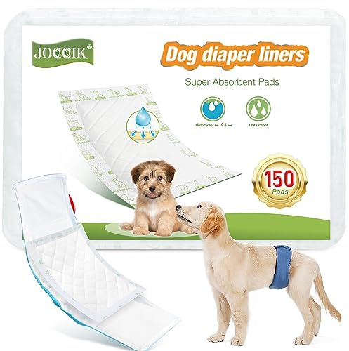 Dog Diaper Liners 100ct Super Soft and Absorbent Dog Diaper Booster Pads for Male Dog Belly Bands or Female Dog Diapers(Regular, 100pcs)