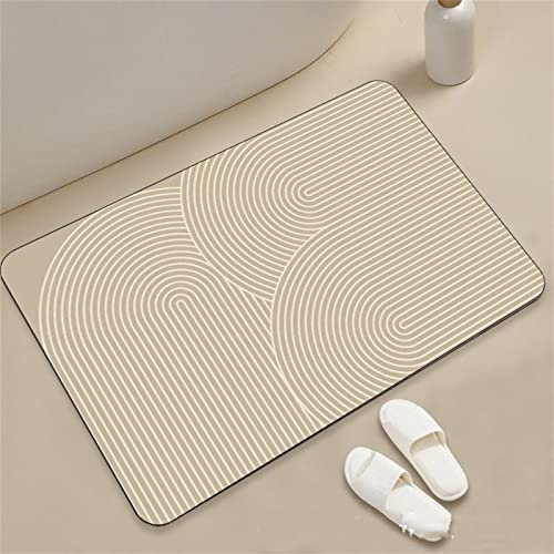Heeboode Badematte Rutschfester Badezimmerteppich Absorbierender Badteppich 80x120cm Duschmatte Schnelltrocknende Badematte Home, Badvorleger rutschfest Waschbar, Bad Teppiche Badezimmermatte Beige