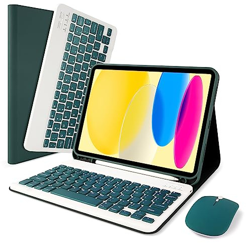 LAMA DGN Étui-clavier Bluetooth sans fil amovible et porte-crayon pour iPad 10e génération A2696/A2757/A2777 11 2022