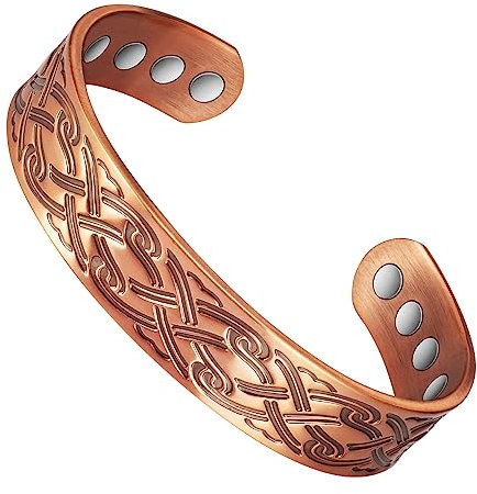 3500 Gauss Arthritis Herren-Kupferarmband, 8 starke Magnete lindern effektiv Arthritis und Karpaltunnelschmerzen, Magnetfeldtherapie hat leichte Auswirkungen auf Rheuma und Lymphdrainage