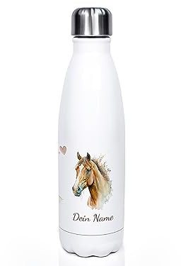GRAZDesign Kinder Trinkflasche Pferd mit Namen personalisiert, für Pferde Mädchen Edelstahl 500ml