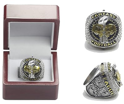 HYKJSHED 2023 NEU Fantasy Football Ring, Championship Ring, FFL Championship Trophy, Geschenkbox, Ring-Display-Box (14, A)