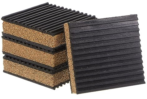 sourcing map 4pcs Rubber Anti Vibration Pads 3 x 3 x 7/8 Isolation Vibration Absorbing Pad Damping Mat Anti-Skid Noise with Cork Center for Air Compressor Conditioner Treadmill Washer
